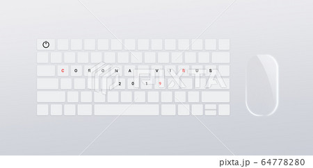 white keyboard with text coronavirus icon 3d 64778280