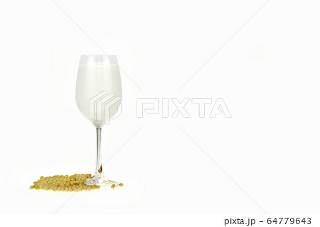 Galss wine of soybean isolated on white background 64779643