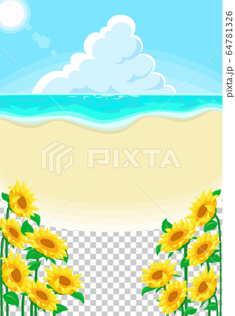 海とヒマワリ 夏の背景のイラスト素材