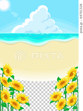 海和向日葵夏天背景 图库插图