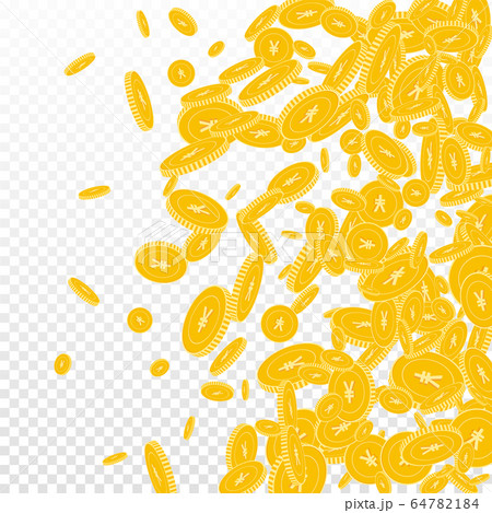 Chinese yuan coins falling. Scattered floating CNY Chinese yuan coins falling. Scattered floating CNY 64782184