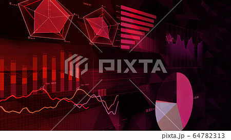 ビジネス グラフ データ チャート デジタル ワールド3D イラスト  背景 バックグラウンド 64782313