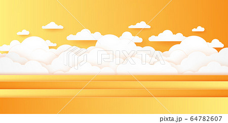 Summer Time, Sunny cloudscape, bright sky, paper art style Summer Time, Sunny cloudscape, bright sky, paper art style 64782607