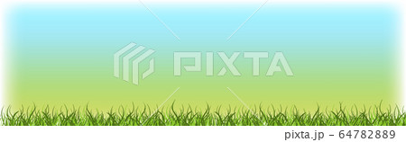 green grass lawn with blue sky nature spring landscape background horizontal 64782889