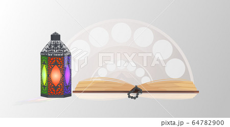ramadan kareem holy month religion concept islamic quran and lantern greeting card 64782900