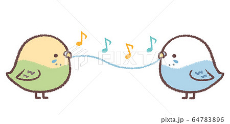 Budgerigars Connecting Musical Notes Stock Illustration 6476