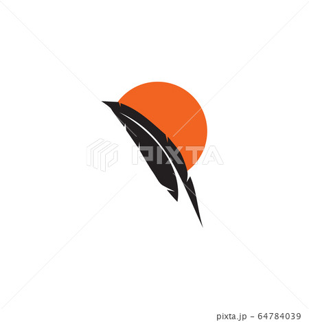 Feather pen icon logo design template 64784039