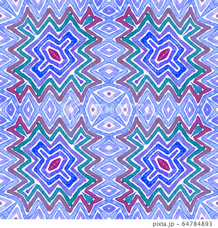 Blue Geometric Watercolor. Cute Seamless Pattern. Blue Geometric Watercolor. Cute Seamless Pattern. 64784893