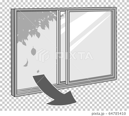 モノクロ・部屋を換気するイラスト4 モノクロ・部屋を換気するイラスト4 64785410