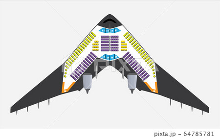 Seat Map of blended wing Passenger Airplane Vector 64785781