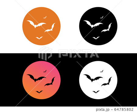 The vector orange gradient Halloween holiday bat flat circle icon set The vector orange gradient Halloween holiday bat flat circle icon set 64785802