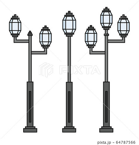 Streetlight vintage lamp icons isolated on white Streetlight vintage lamp icons isolated on white 64787566