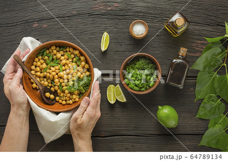 Chickpeas, single serving, cooked chickpeas, 64789134
