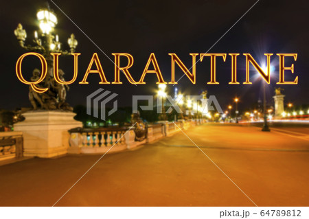 Coronavirus in Paris, France. Concept of COVID pandemic and travel in Europe.  64789812
