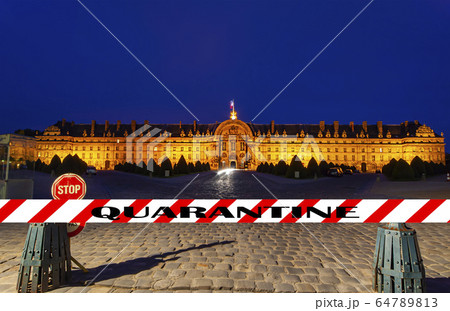Coronavirus in Paris, France. Concept of COVID pandemic and travel in Europe.  64789813