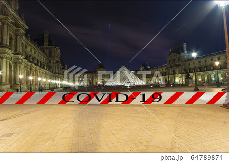 Coronavirus in Paris, France. Concept of COVID pandemic and travel in Europe.  64789874