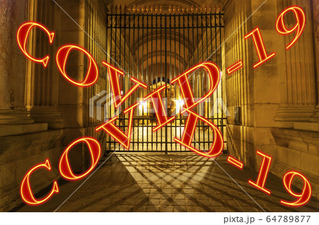 Coronavirus in Paris, France. Concept of COVID pandemic and travel in Europe.  64789877