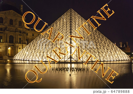 Coronavirus in Paris, France. Concept of COVID pandemic and travel in Europe. Coronavirus in Paris, France. Concept of COVID pandemic and travel in Europe. 64789888