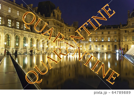 Coronavirus in Paris, France. Concept of COVID pandemic and travel in Europe.  64789889