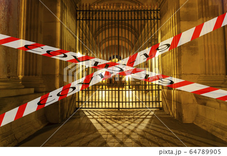 Coronavirus in Paris, France. Concept of COVID pandemic and travel in Europe.  64789905