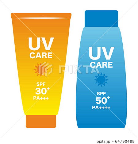illustration of two bottles of sunscreen 64790489