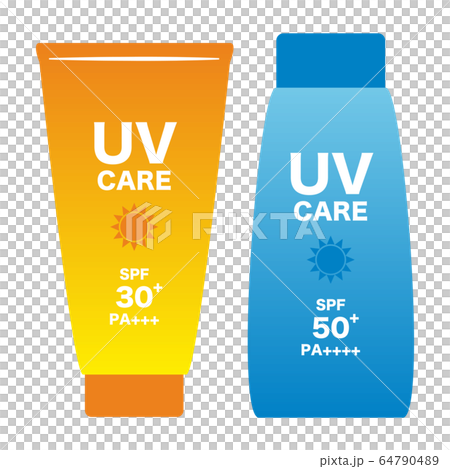 illustration of two bottles of sunscreen 64790489
