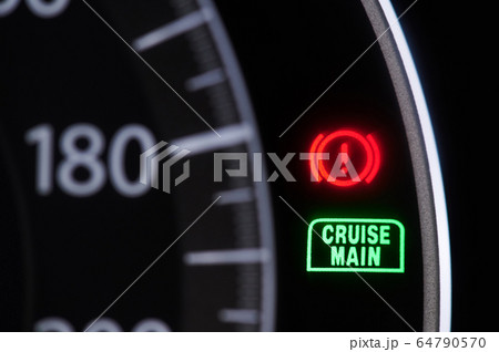 Macro of warning signs in car dashboard 64790570