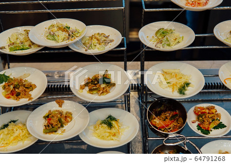 salads plates on display in the dining room 64791268