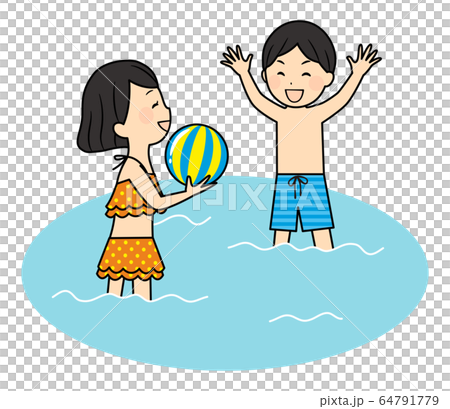 illustration of family members with swimsuits 64791779