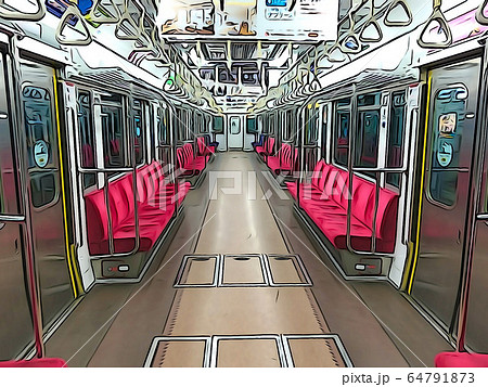 電車 座席 自粛 シート イメージ 列車 ３密のイラスト素材