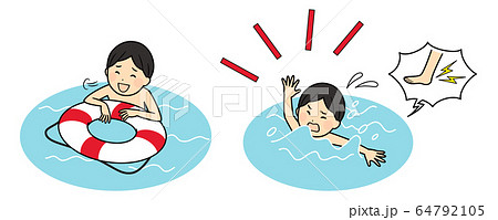 illustration of family members with swimsuits 64792105