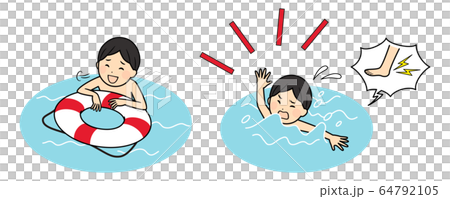 illustration of family members with swimsuits 64792105