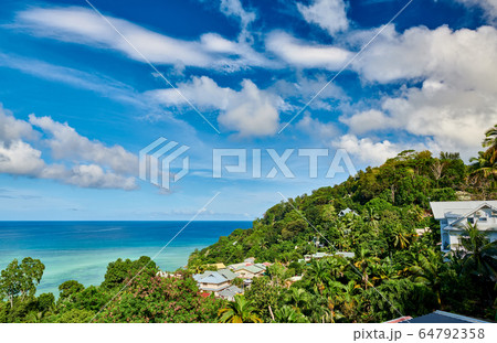 Overlook of Seychelles bay, Mahe island 64792358