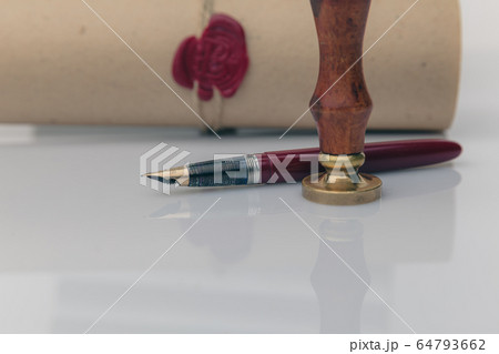 Notary public wax stamper and wax seal on document 64793662