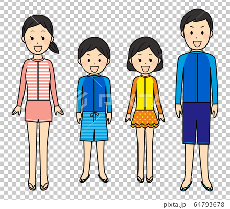 sea bathing, family, vector 64793678
