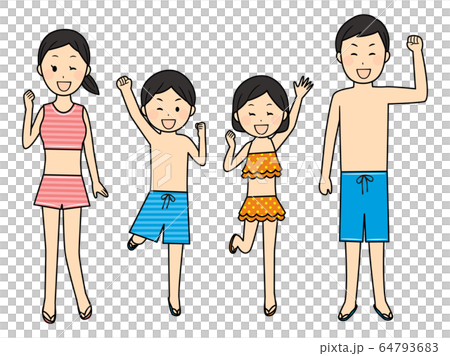 illustration of family members with swimsuits 64793683