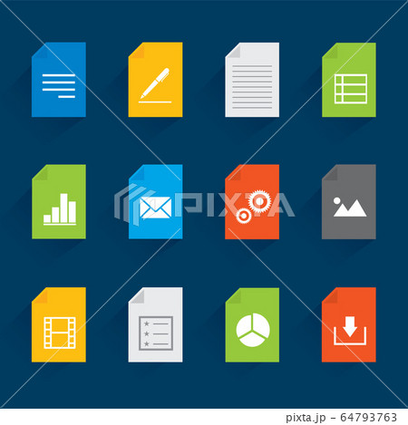 Set of File and Document Icon for website or application on mobile phone. Vector illustration 64793763