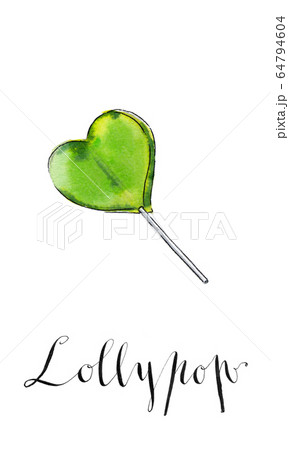 Colorful lollypop. Green heart. Candy. Love…のイラスト素材 [64794604] - PIXTA