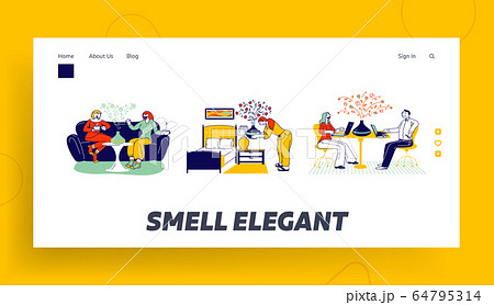 Aromatherapy Landing Page Template. Characters Using Aroma Oil Diffuser Lamp at Home for Wellbeing and Relaxation. Women Chatting on Sofa, Couple Work on Laptops. Linear People Vector Illustration Aromatherapy Landing Page Template. Characters Using Aroma Oil Diffuser Lamp at Home for Wellbeing and Relaxation. Women Chatting on Sofa, Couple Work on Laptops. Linear People Vector Illustration 64795314