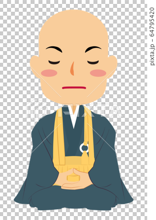 僧侶 お坊さん 絡子 正座 04 瞑想のイラスト素材