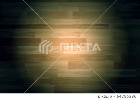 スポットライトの平面の様々な木の板壁と床素材 64795836