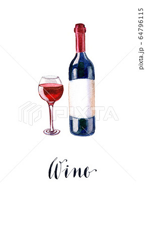 Red wine bottle and glass 64796115