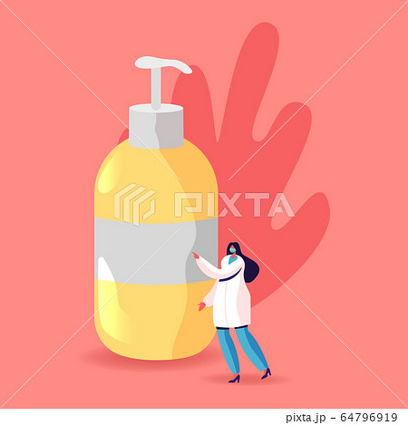 Doctor Character in Robe and Medical Mask Stand at Huge Sanitizer Bottle Teach Washing Hands with Disinfectant Gel or Antibacterial Soap. Precautionary Hygienic Measures. Cartoon Vector Illustration Doctor Character in Robe and Medical Mask Stand at Huge Sanitizer Bottle Teach Washing Hands with Disinfectant Gel or Antibacterial Soap. Precautionary Hygienic Measures. Cartoon Vector Illustration 64796919