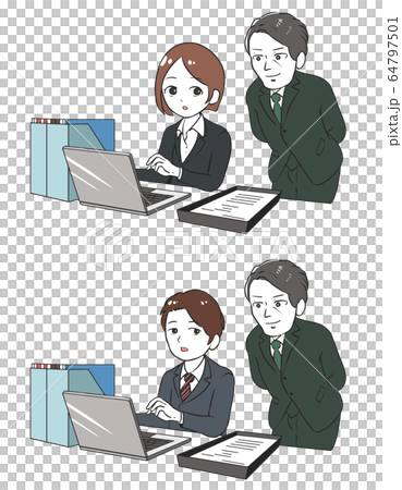 A subordinate who works while worrying about his boss 64797501