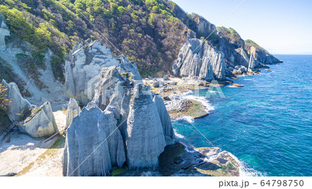 空撮 青森県 下北半島国定公園仏ケ浦 空撮 青森県 下北半島国定公園仏ケ浦 64798750