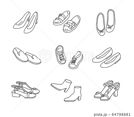Set Of Hand Drawn Illustrations Of Shoes Stock Illustration
