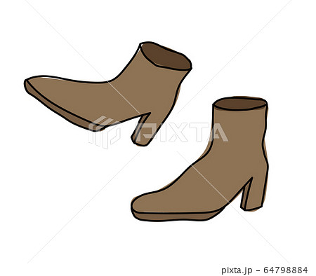 ブーツの手描きイラスト 靴 ヒールのイラスト素材