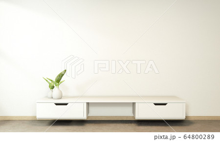 Tv cabinet in tropical empty room Japanese - zen Tv cabinet in tropical empty room Japanese - zen 64800289