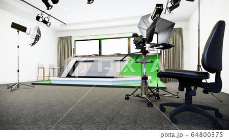 News studio white room design Backdrop for TV 64800375