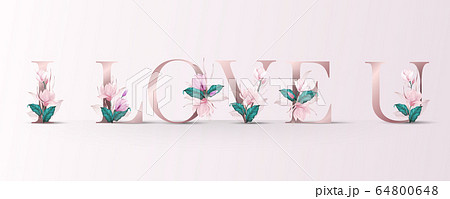 Beautiful alphabet letter with flower watercolor 64800648